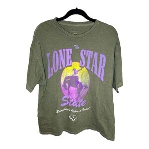 Urban Outfitters Oversized Green and Purple Lone Star State Graphic T-Shirt